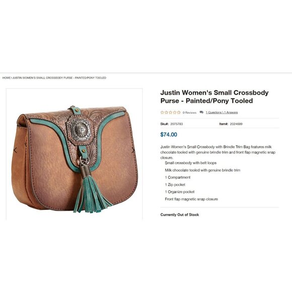Justin Women's Small Crossbody Leather Purse - Picture 9 of 12
